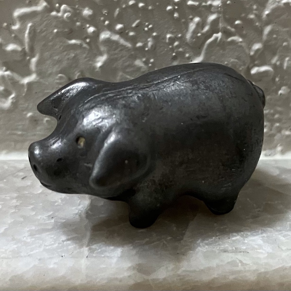 Vintage Tiny Pewter Pig Figurine